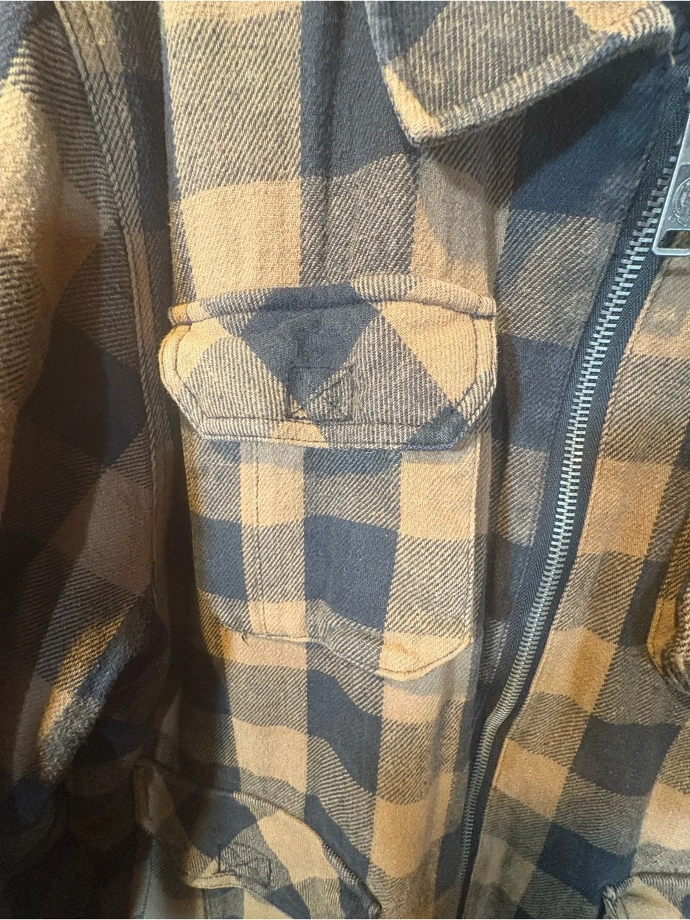 Dickies Brown and Black Plaid Sherpa-Lined Field Jacket